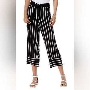 EUC INC International Concepts Black White Stripes Stretch Loose Fit Dress Pants